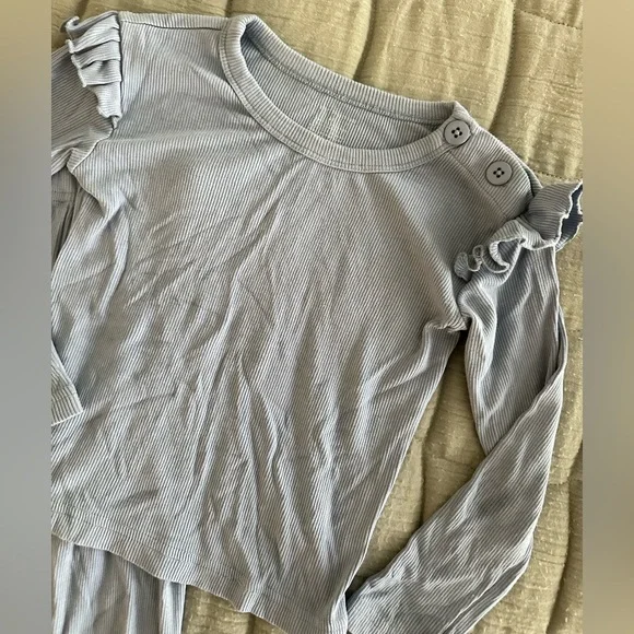 Light Blue Ribbed Ruffle Set - Picture 2 of 3